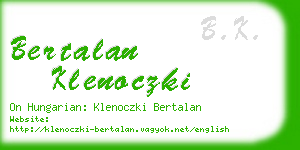 bertalan klenoczki business card